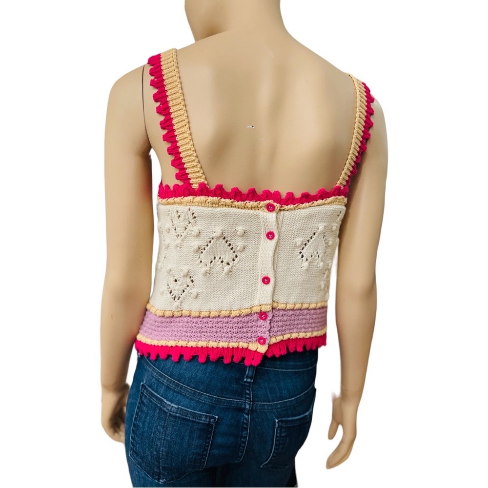 Zara cropped Crochet Top Size Large in good condition preowned 100% cotton - Picture 3 of 9